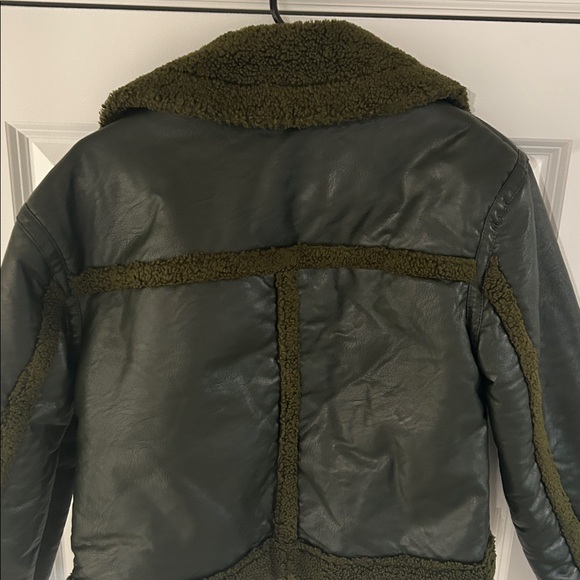 Peter Som Dark Green Faux Leather with Sherpa Trim Jacket - Picture 8 of 12
